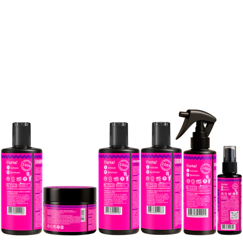 Kit Widi Care Curvas Mágicas com shampoo, condicionador, máscara, creme de pentear, soroh e névoa iluminadora para cabelos cacheados, crespos e ondulados