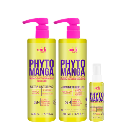 Kit Phytomanga - Shampoo Para Curvaturas + Creme Ativador de Curvaturas Efeito Leve + Sérum Reparador de Pontas Widi Care

