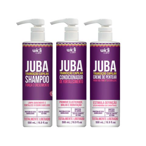 Kit Juba Transição - Shampoo 500ml + Condicionador 500ml + Creme de Pentear Textura Leve 500ml Widi Care
