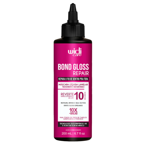 Bond Gloss Repair Máscara Líquida Lamelar da Widi Care, embalagem de 200 ml, tratamento condicionante para cabelos danificados.