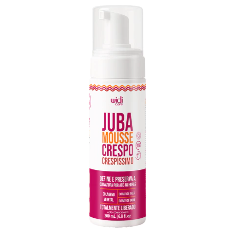 Mousse finalizador Widi Care Juba Crespo Crespíssimo 200ml, indicado para cabelos crespos e cacheados.