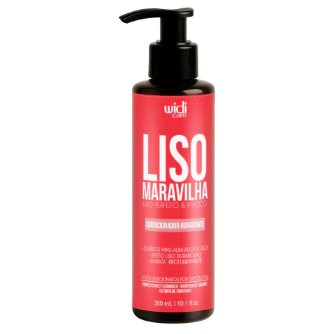 Condicionador hidratante Widi Care Liso Maravilha, embalagem de 300ml, ideal para cabelos lisos e alinhados