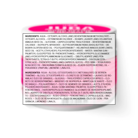 Rótulo da Mascara reparadora condicionante Juba Bond Repair da Widi Care, embalagem de 300g em tom rosa e branco.