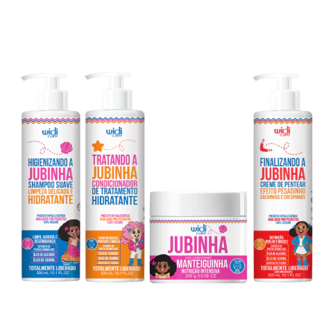 Kit Widi Care Jubinha com shampoo, condicionador, máscara de tratamento e creme de pentear para cabelos cacheados e crespos