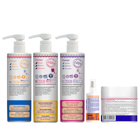 Kit Juba - Shampoo + Condicionador + Máscara Juba Hidro Nutritiva + Encrespando + Finalizador Juba Blend Widi Care
