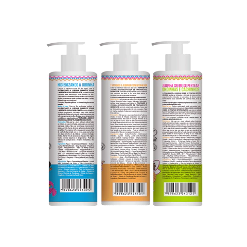 Kit Jubinha Levinho - Shampoo Suave Higienizando a Jubinha 300ml + Condicionador Hidratante Jubinha 300ml + Creme de Pentear Jubinha Levinho 300ml Widi Care
