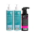 Kit Widi Care Detox Leave In Magic Treatment Moroccan Oil 200ml com frascos de produto vistos de costas, mostrando informações detalhadas dos rótulos.