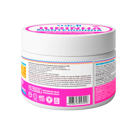 Verso da Mascara de nutrição intensiva Widi Care Jubinha Manteiguinha 300g para cabelos cacheados e crespos infantis