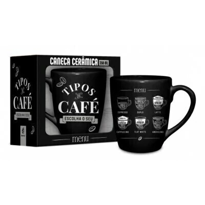 Caneca Cerâmica 350ml Tipos de Café