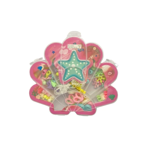 Kit Estojo Miçangas Coloridas para Bijouteria Infantil Concha - Colorido