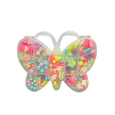 Kit Estojo Miçangas Coloridas para Bijouteria Infantil Borboleta - Colorido