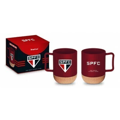 Caneca de Vidro Cork com porta copo São Paulo
