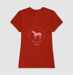 Camiseta feminina de algodão com estampa brasão abcqm.