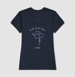 Camiseta feminina de algodão com estampa cowgirl
