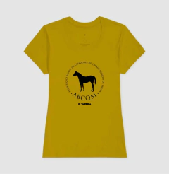 Camiseta feminina de algodão com estampa brasão abcqm.