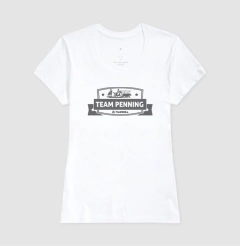 Camiseta feminina de algodão com estampa brasão team penning