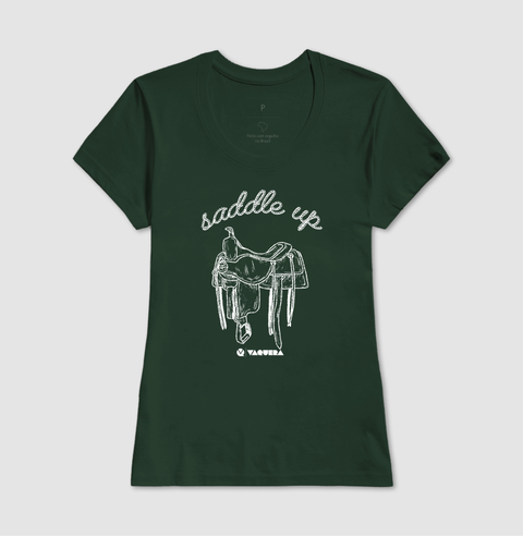 Camiseta feminina de algodão com estampa western