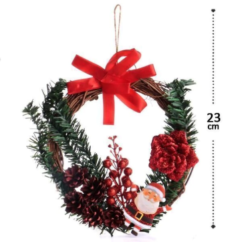 Guirlanda Decorada Sisal Pinhas e Laço 23cm