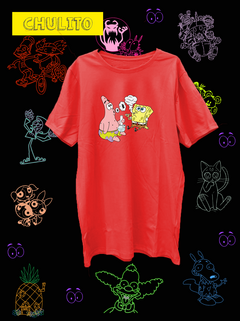 REMERA BOB ESPONJA Y PATRICIO FUMANDO