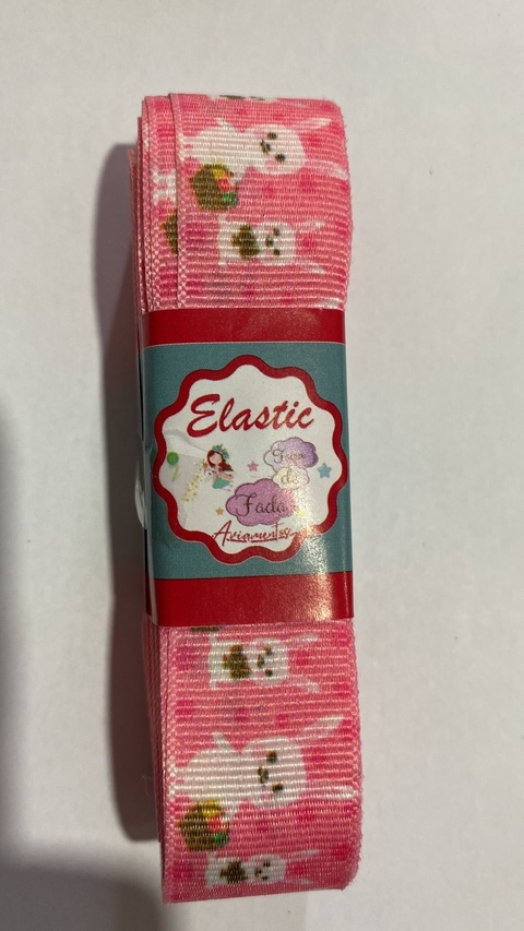 Fita de Gorgurão N05 25mm 10mts - coelhinho fundo poa rosa