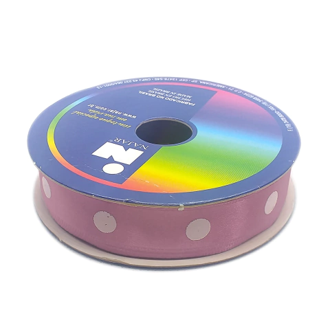 Fita de Cetim Najar N03 10mts 15mm - Rosê Poá G Branco