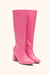 Bota Cano Longo Crocodilo Coloridas Salto Bloco Grosso Rosa - loja online