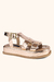 Sandalia Feminina Plataforma Gladiadora Flatform Metalizada