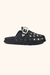 Mule Loafer Bico Redondo Papete Feminino Mocassim Metais