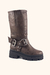 Bota Montaria Biker Boots Cano Alto Marrom Moda Europa - HaShem