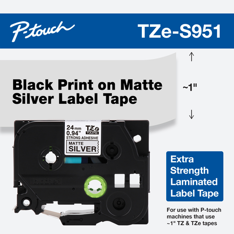 Brother TZeS951 CINTA DOBLE ADHESIVO NEGRO/PLATEADO 24MM - comprar online
