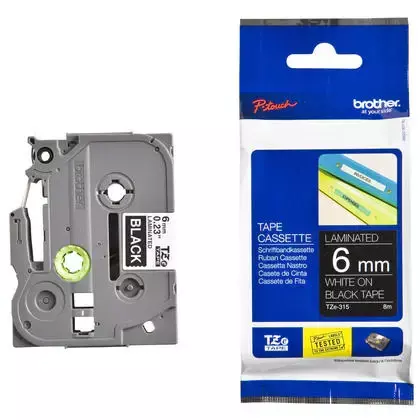 Brother TZe315 CINTA BLANCO/NEGRO 6MM - comprar online