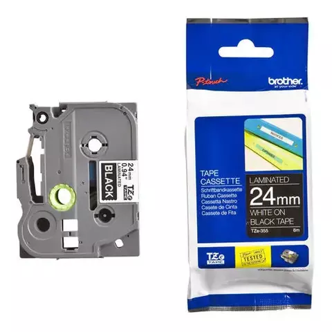 Brother TZe355 CINTA BLANCO/NEGRO 24MM - comprar online