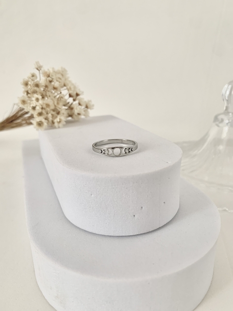 Anel Fases da Lua em Aço Inoxidável Prata - comprar online