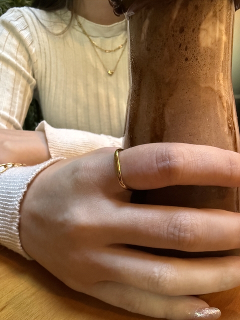 Anel Quadrado Minimalista em Aço Inoxidável Dourado - comprar online