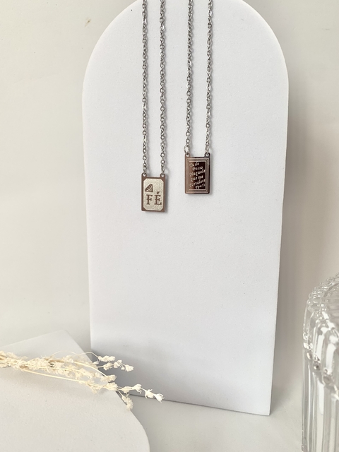 Escupulário Fé em Aço Inoxidável