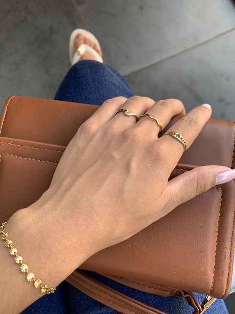 Anel Ocean Mar em Aço Inoxidável Dourado - comprar online