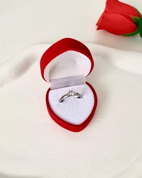 Anel Solitário em Aço Inoxidável Prata