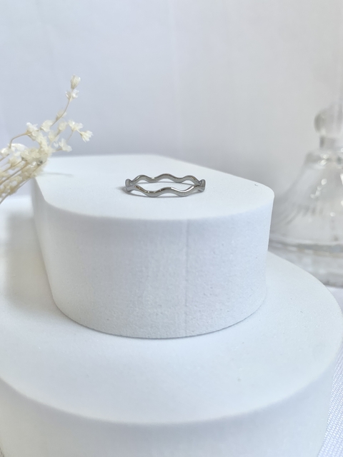 Anel Ondas Minimalista em Aço inoxidável Prata - comprar online