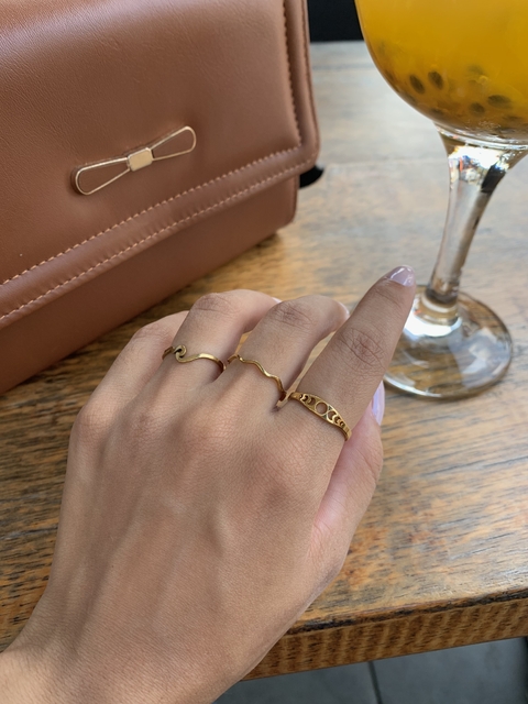 Anel Fases da Lua em Aço Inoxidável Dourado - comprar online