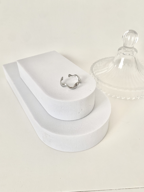 Anel Ajustável Onda em Aço Inoxidável Prata - comprar online