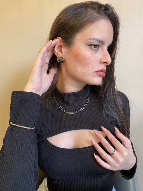 Brinco Chapa Redondo Maxi em Aço Inoxidável Prata - comprar online