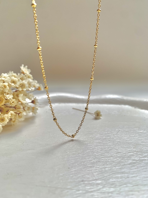 Choker Bolinhas em Aço Inoxidável Dourado - comprar online