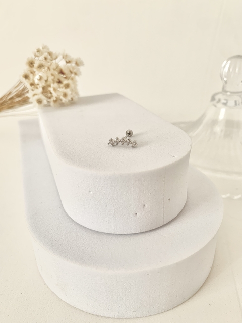 Piercing de Orelha Trio de Zirconias em Aço Inoxidável Prata - comprar online