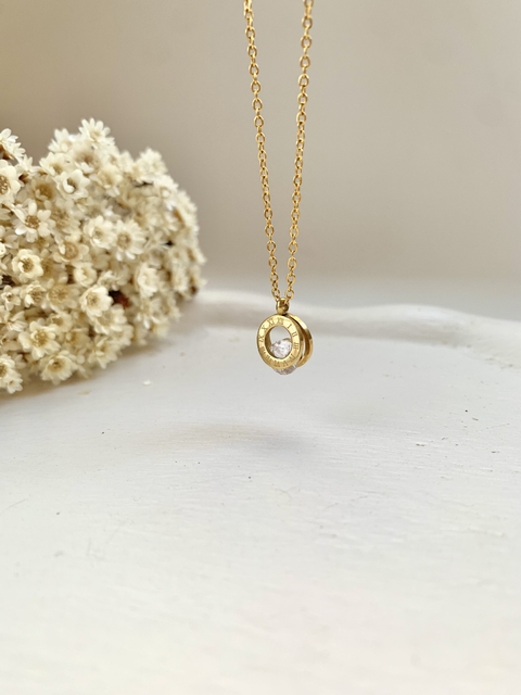 Colar Inspiração Catier c/ Zircônia em Aço Inoxidável Dourado - comprar online