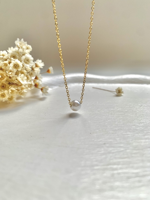 Colar Pérola em Aço Inoxidável Dourado - comprar online