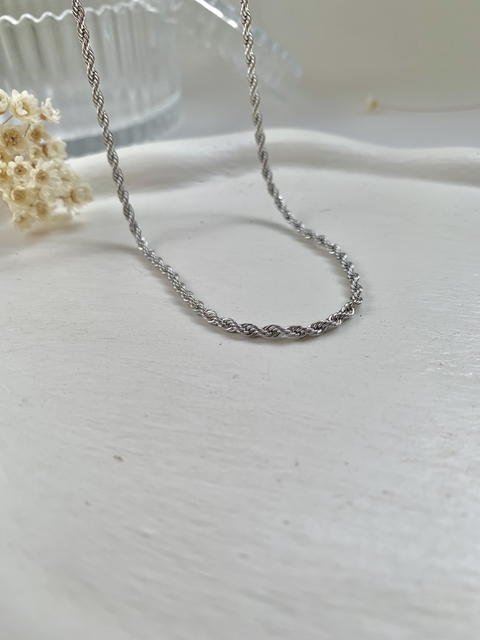 Choker Cordão Baiano 2mm em aço inoxidável Prata
