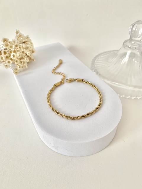 Pulseira Cordão Baiano 3mm em Aço inoxidável Dourado - comprar online