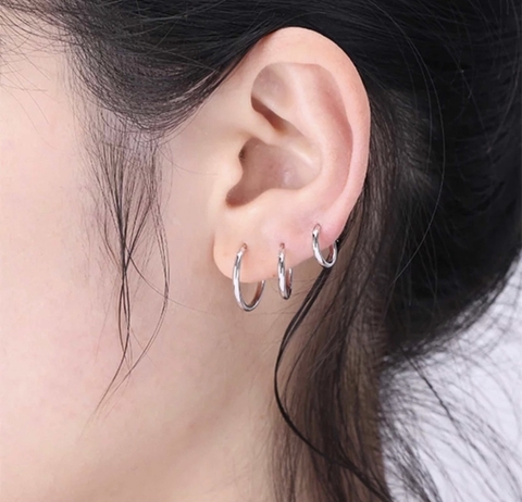 Trio de Argolas Click P, M, G em Aço Inoxidável Prata - comprar online