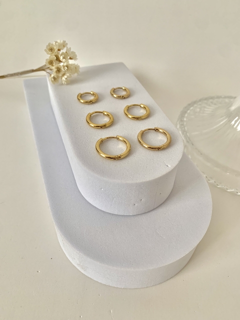 Trio Argolas Click P, M, G em Aço Inoxidável Dourado - comprar online