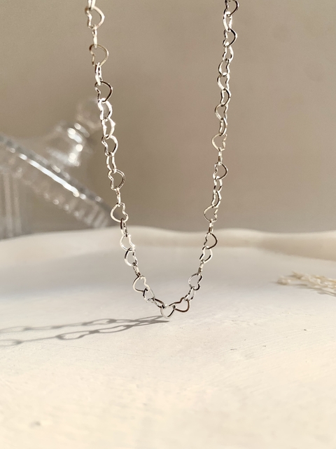 Choker Elos Coração em Aço Inoxidável Prata
